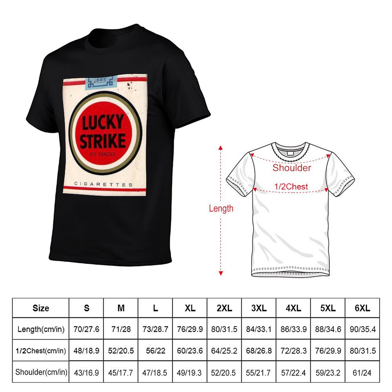 Camiseta masculina Lucky Strik - Anime Merchandise T-Shirts avaliação e preço